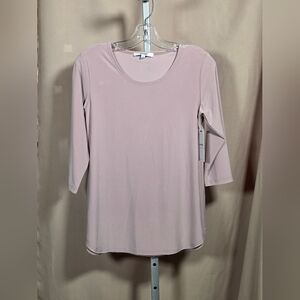 NWT Sympli Dusty Rose Pink Go To Classic 3/4 Sleeve Relaxed Tunic Top Size 6
